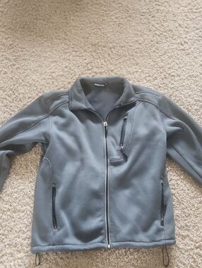Gray Full-Zip Jacket with Chest Pocket